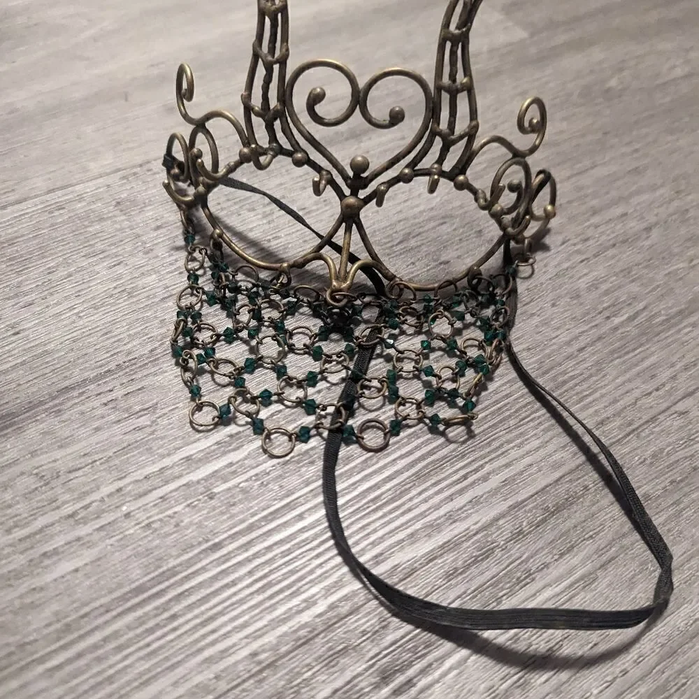 Vintage Handmade Brass Medieval Victorian Party Mask
